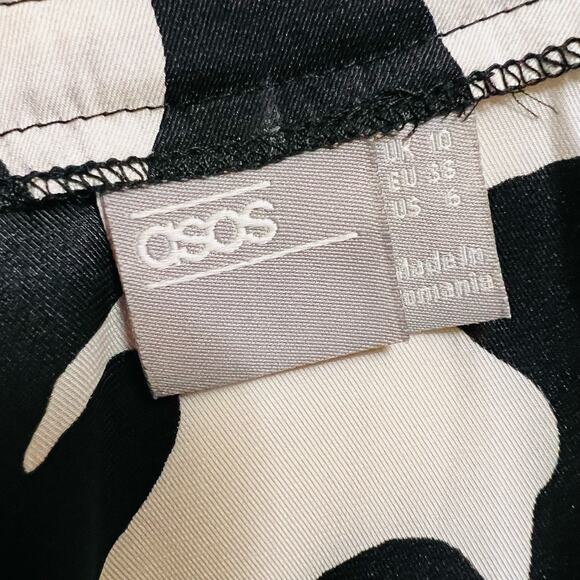 ASOS Printed Dolman Libg Sleeve Flare Hem Top Size 6 Cream Black - Picture 5 of 8